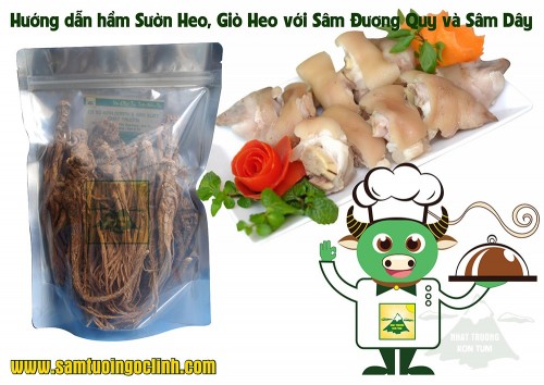 Hướng dẫn Hầm Sườn Heo, Giò Heo với Sâm Đương Quy và Sâm Dây