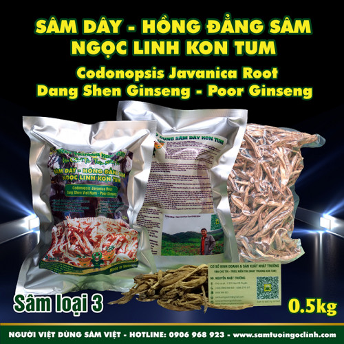 Sâm Dây (Hồng Đẳng Sâm) Kon Tum Ngọc Linh Nhật Trường loại 3 - Túi 0.5 kg