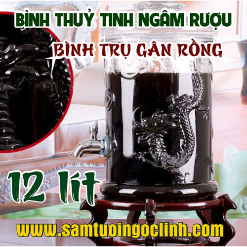 Bình Thủy Tinh Gân Rồng 12 lít Ngâm Rượu Hoa Quả