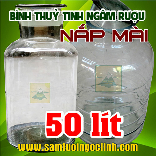 Bình Thủy Tinh Nắp Mài 50 lít Ngâm Rượu Hoa Quả Nắp Mài