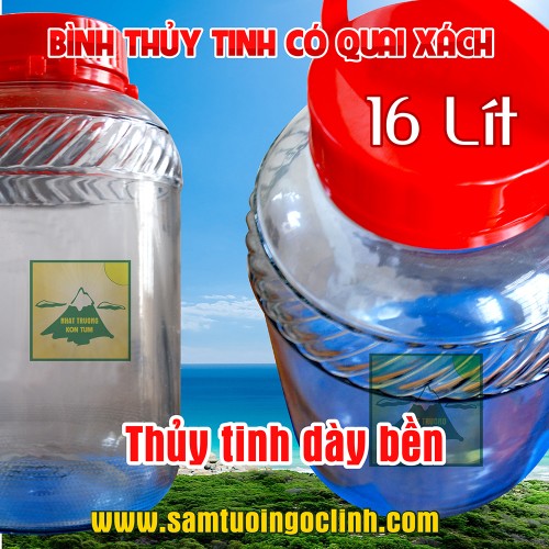 Bình Thủy Tinh 16 lít Quai Xách