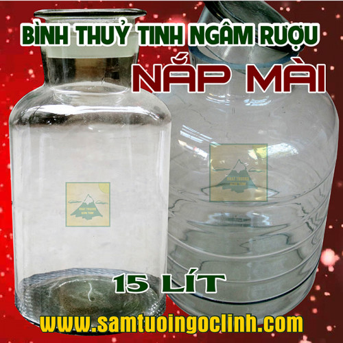 Bình Thủy Tinh Nắp Mài 15 lít Ngâm Rượu Hoa Quả Nắp Mài