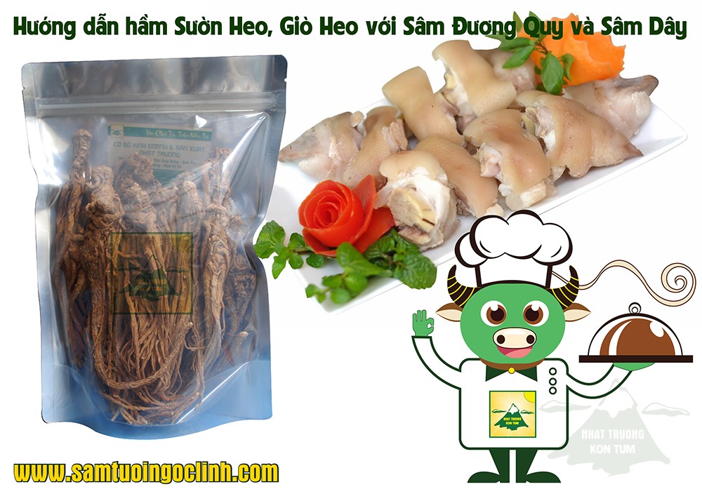 Hướng dẫn Hầm Sườn Heo, Giò Heo với Sâm...