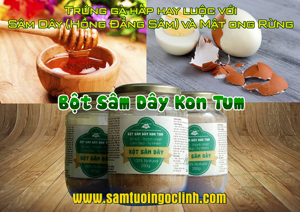 trứng gà bột sâm dây và mật ong