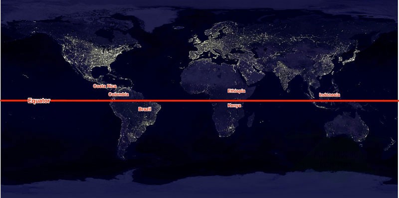 Các cây cà phê cho chất lượng hạt tốt nhất đều được trồng ở một dãy các vùng nhiệt đới dọc theo đường xích đạo, gọi là 'Vành đai cà phê'.