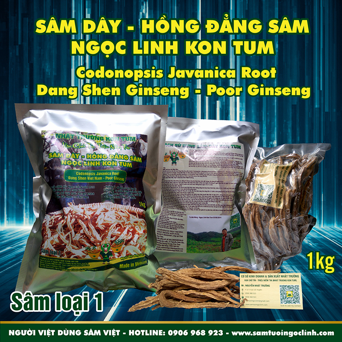 Sâm Dây (Hồng Đẳng Sâm) Kon Tum Ngọc Linh Nhật Trường loại 1 - Túi 1 kg