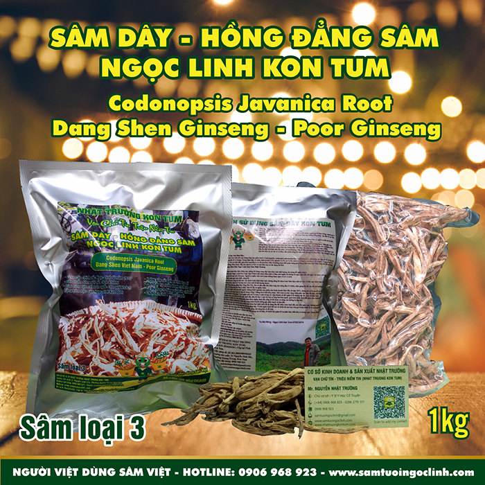 Sâm Dây (Hồng Đẳng Sâm) Kon Tum Ngọc Linh Nhật Trường loại 3 - Túi 1 kg