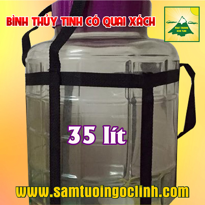 Bình Thủy Tinh Nắp Tím 35 lít Quai Xách