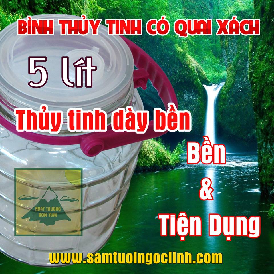 Bình Thủy Tinh 5 lít Có Vòi Quai Xách