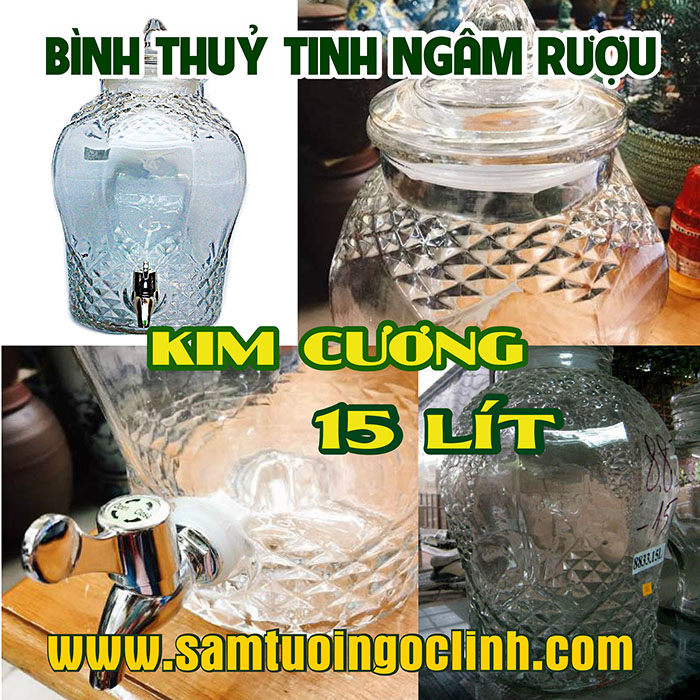 Bình Thủy Tinh Kim Cương 15 lít Ngâm Rượu Hoa Quả