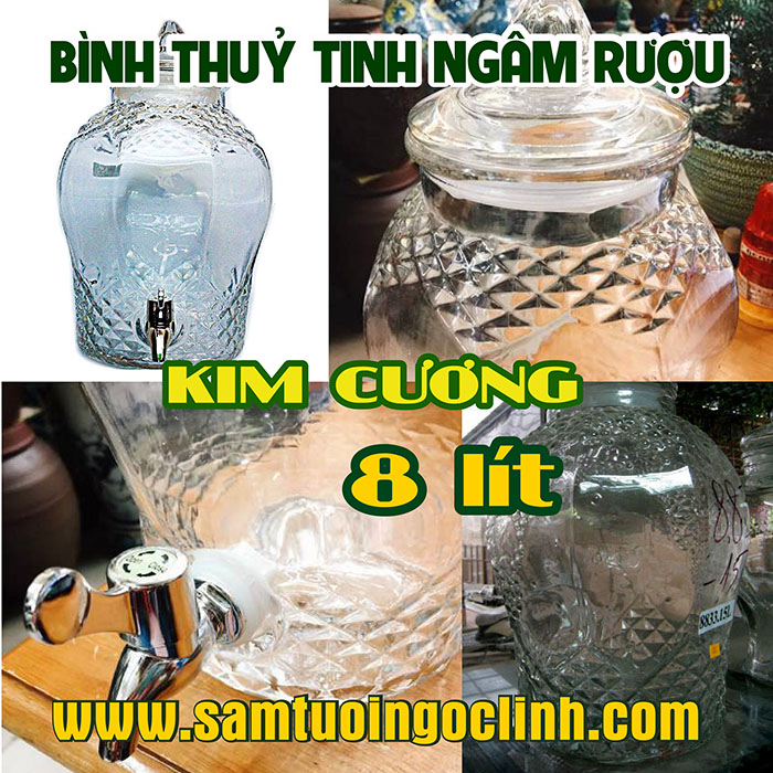 Bình Thủy Tinh Kim Cương 8 lít Ngâm Rượu Hoa Quả