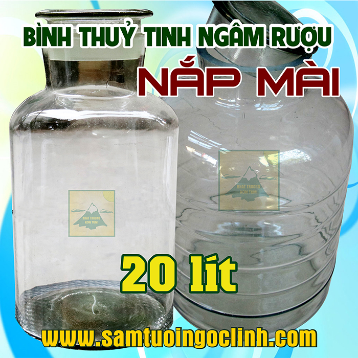 Bình Thủy Tinh Nắp Mài 20 lít Ngâm Rượu Hoa Quả Nắp Mài