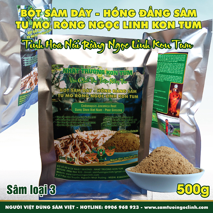 Bột Sâm Dây (Hồng Đẳng Sâm) Nhật Trường Kon Tum loại 3 - 500g