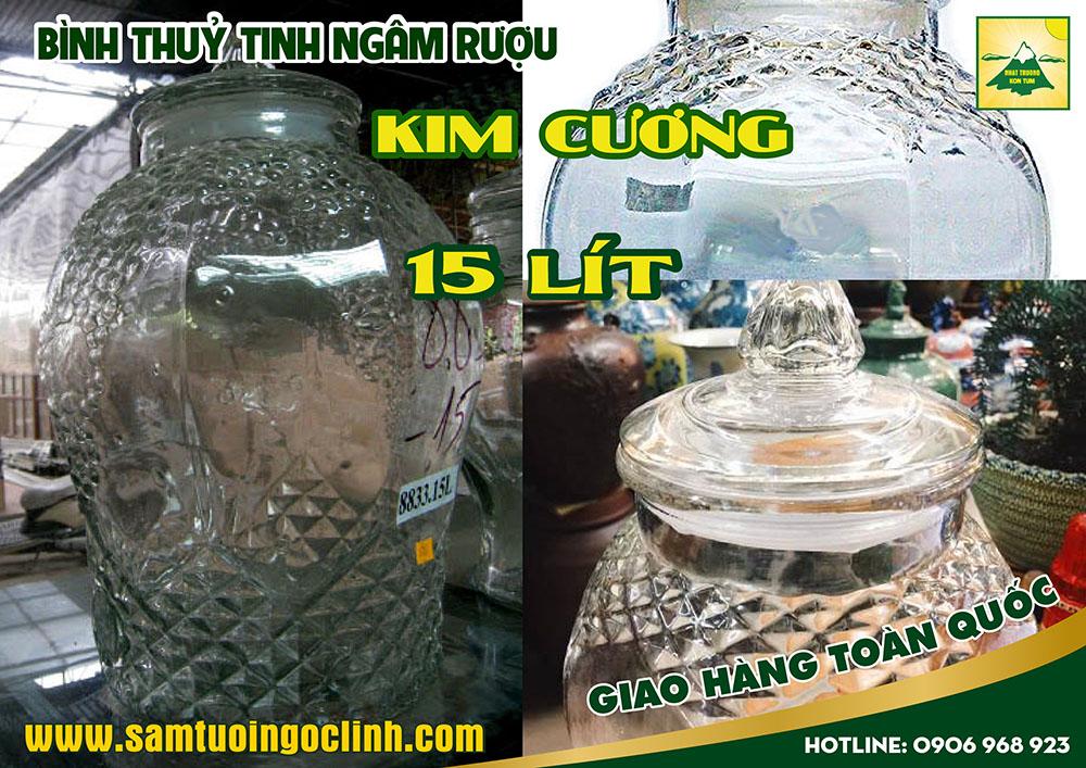 bình thuỷ tinh kim cương 15 lít ngâm rượu (2)